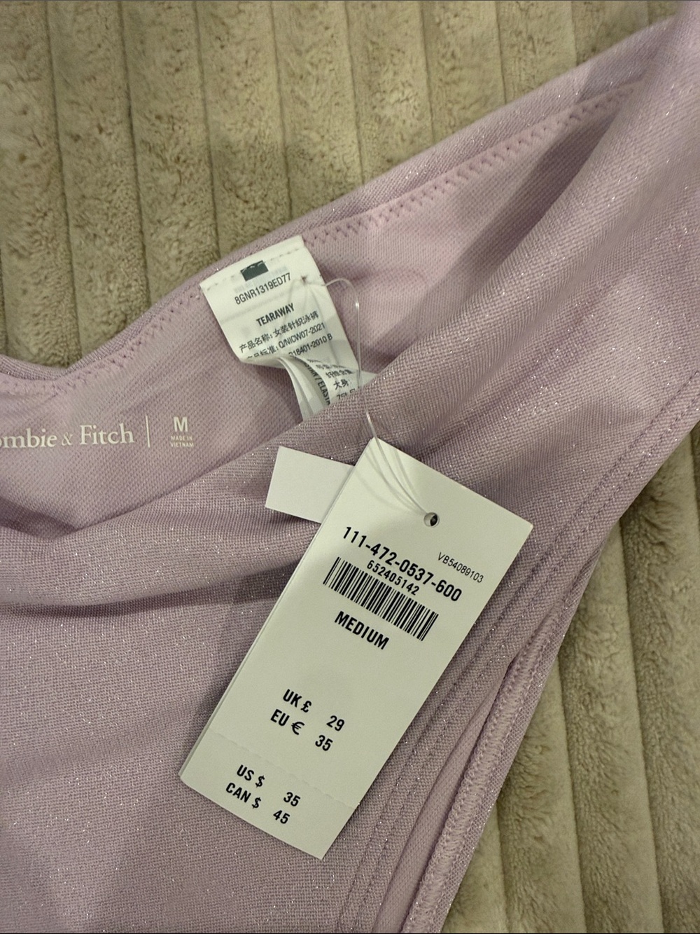 Abercrombie & Fitch - Lavender - High Leg Cheeky Bikini Bottom - NWT - Size M - Picture 3 of 6